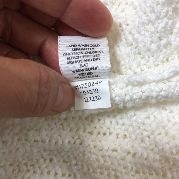 J.Jill Cotton Blend Textured Loose Knit V Neckline Off White Hoodie Sweater XL P - Picture 10 of 14